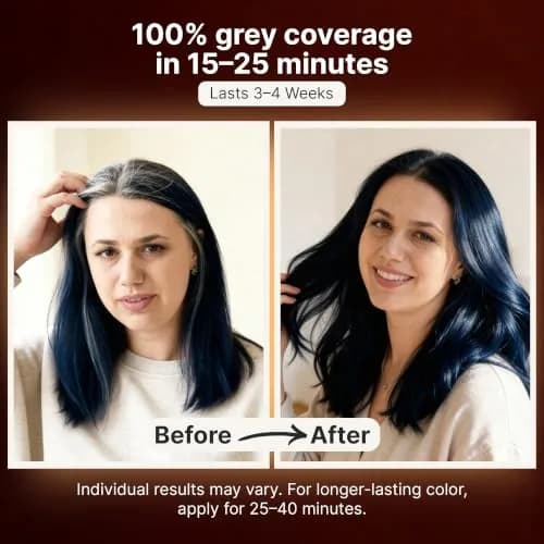 Herbishh Blue Black Hair Dye Shampoo 500ml (16.9 Fl Oz) | Ammonia-Free Gray Coverage thumbnail 3