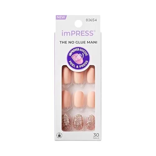 imPRESS Evanesce No Glue Mani Press On Nails, Short Oval, Beige, 30 Nails | Professional Gel Manicure in Minutes — Evanesce