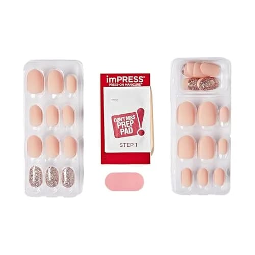 imPRESS Evanesce No Glue Mani Press On Nails, Short Oval, Beige, 30 Nails | Professional Gel Manicure in Minutes thumbnail 4
