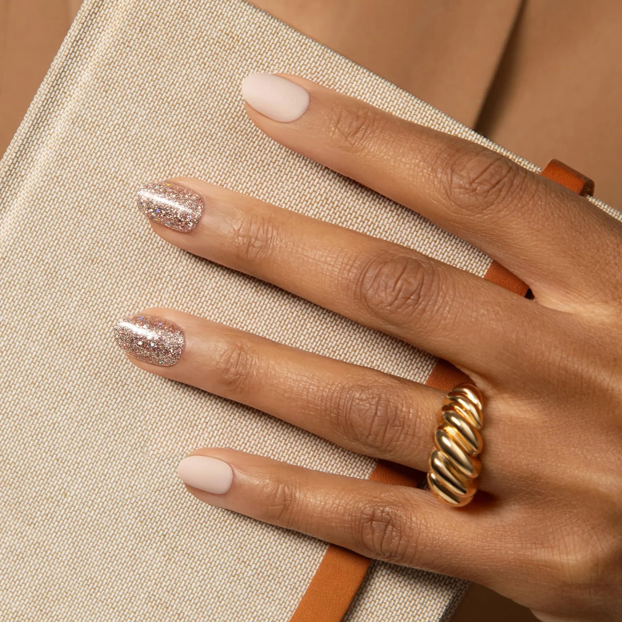 imPRESS Evanesce No Glue Mani Press On Nails, Short Oval, Beige, 30 Nails | Professional Gel Manicure in Minutes - view 3
