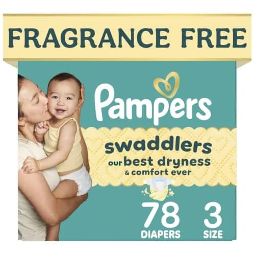 Pampers Swaddlers Diapers Size 3 (7-13 kg / 16-28 lbs) | Hypoallergenic & Fragrance-Free for Sensitive Skin thumbnail 1