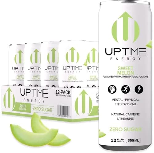 UPTIME Energy Drink Sweet Melon Sparkling 12 Fl Oz | Sugar-Free Focus Support with Natural Caffeine thumbnail 1