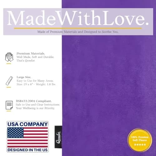 Qomfor Microwavable Heating Pad - Purple - Lavender Scented Heat Wrap for Neck, Shoulders & Period Cramps Pain Relief - Reusable Hot/Cold Therapy Bag thumbnail 4