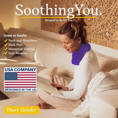Qomfor Microwavable Heating Pad - Purple - Lavender Scented Heat Wrap for Neck, Shoulders & Period Cramps Pain Relief - Reusable Hot/Cold Therapy Bag thumbnail 5