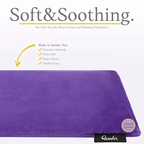 Qomfor Microwavable Heating Pad - Purple - Lavender Scented Heat Wrap for Neck, Shoulders & Period Cramps Pain Relief - Reusable Hot/Cold Therapy Bag thumbnail 2