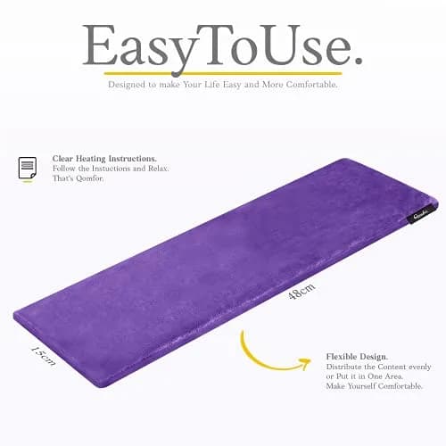 Qomfor Microwavable Heating Pad - Purple - Lavender Scented Heat Wrap for Neck, Shoulders & Period Cramps Pain Relief - Reusable Hot/Cold Therapy Bag thumbnail 3