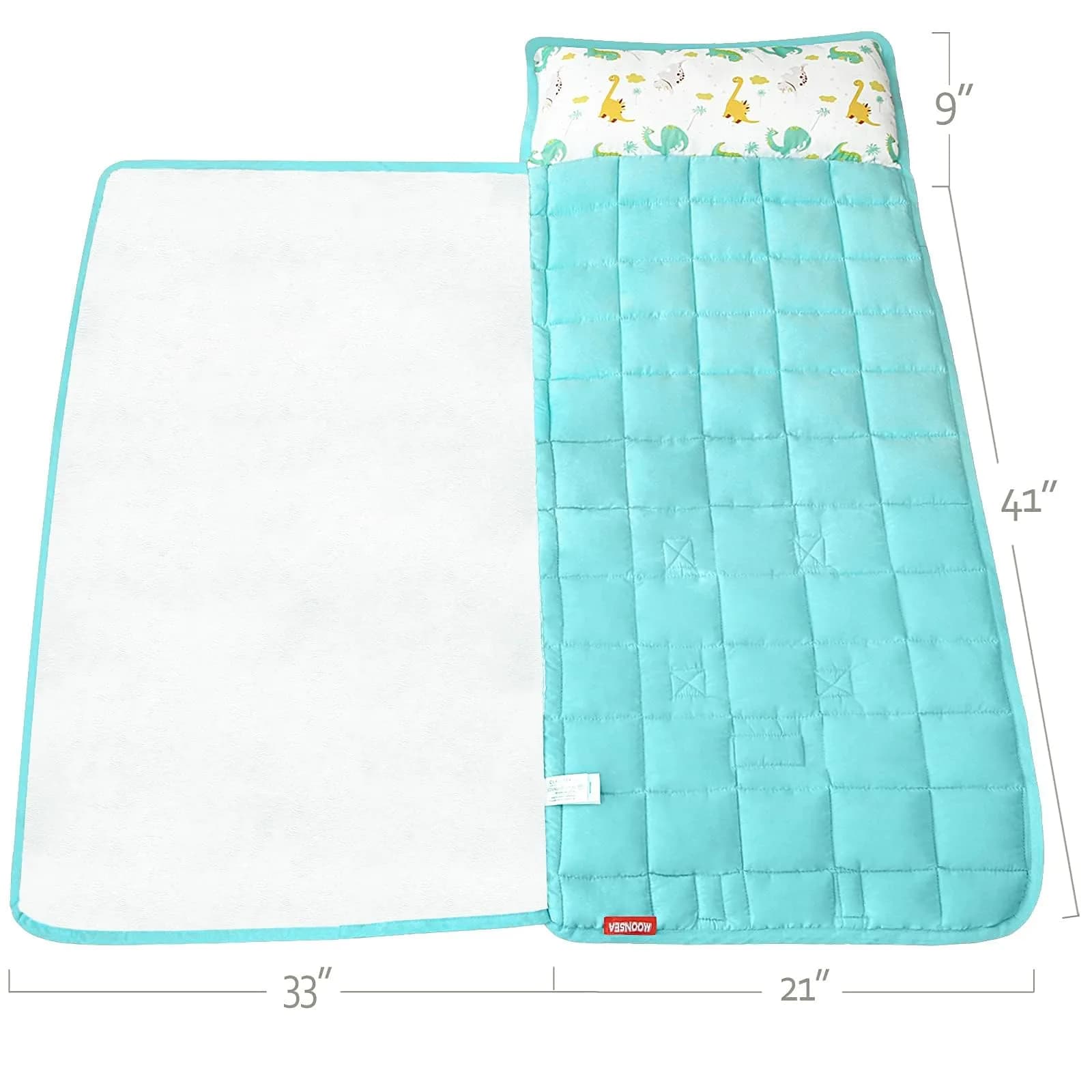 Moonsea Nap Mat with Removable Pillow Dinosaur and Fleece Minky Blanket | Preschool Travel Bed for Kids 21" x 50" thumbnail 5