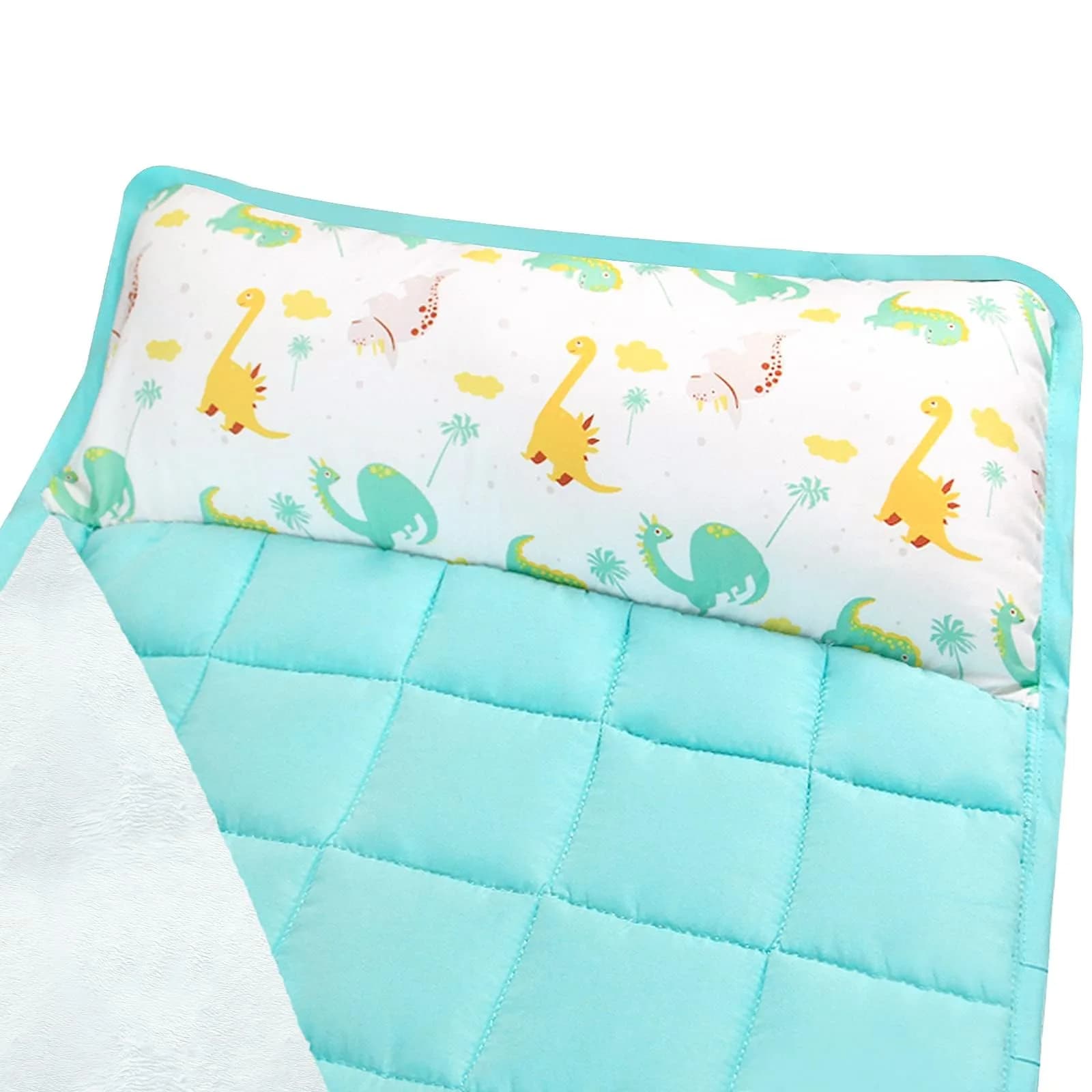 Moonsea Nap Mat with Removable Pillow Dinosaur and Fleece Minky Blanket | Preschool Travel Bed for Kids 21" x 50" thumbnail 2