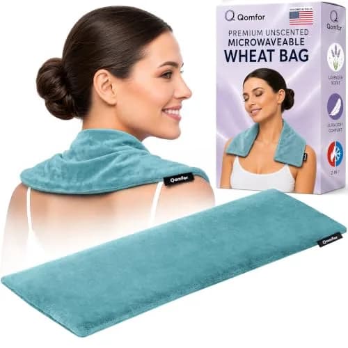 Qomfor Microwavable Heating Pad Blue Green | Lavender Scented Therapeutic Wrap for Neck & Shoulders thumbnail 1