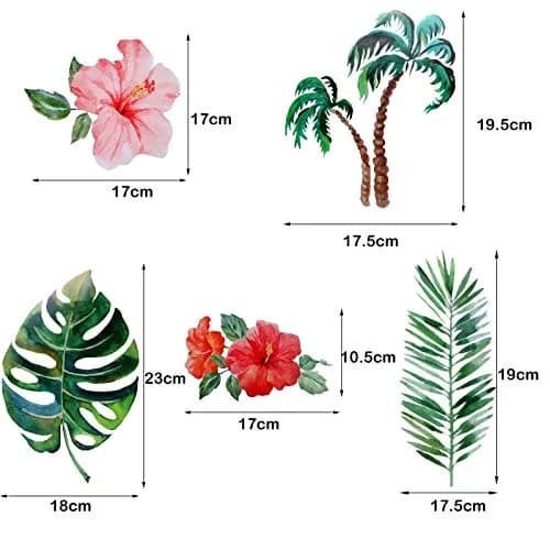 Zonon Tropical Palm Leaves Wall Decals | 66pcs Removable Stickers for Kids & Home thumbnail 5