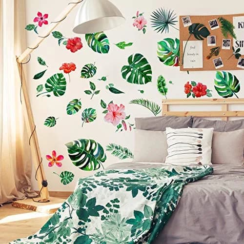 Zonon Tropical Palm Leaves Wall Decals | 66pcs Removable Stickers for Kids & Home thumbnail 7
