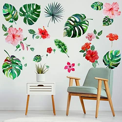 Zonon Tropical Palm Leaves Wall Decals | 66pcs Removable Stickers for Kids & Home thumbnail 3