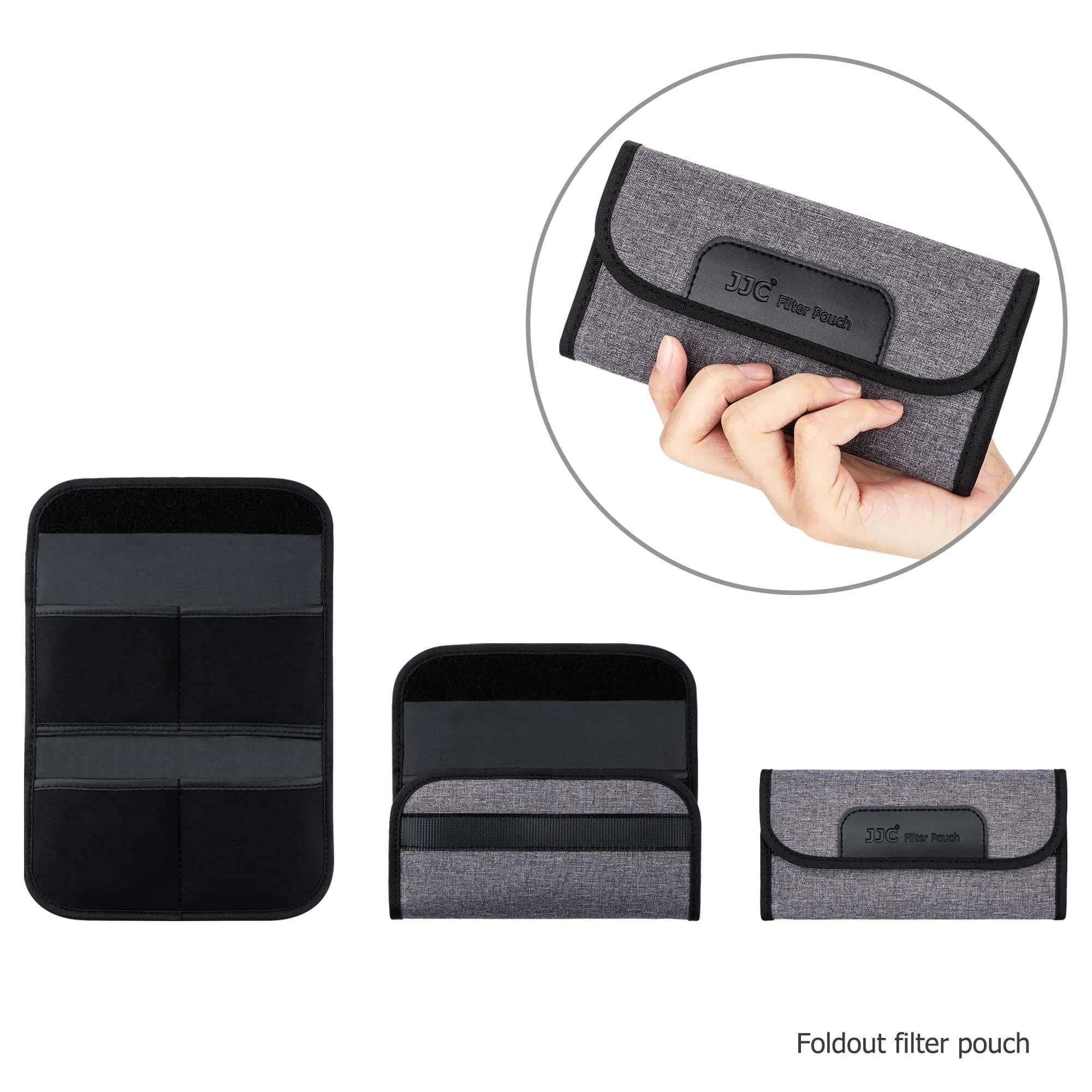 JJC 4-Pocket Lens Filter Pouch Case, Wallet for Circular Filters up to 58mm | Durable Polyester & Neoprene thumbnail 6