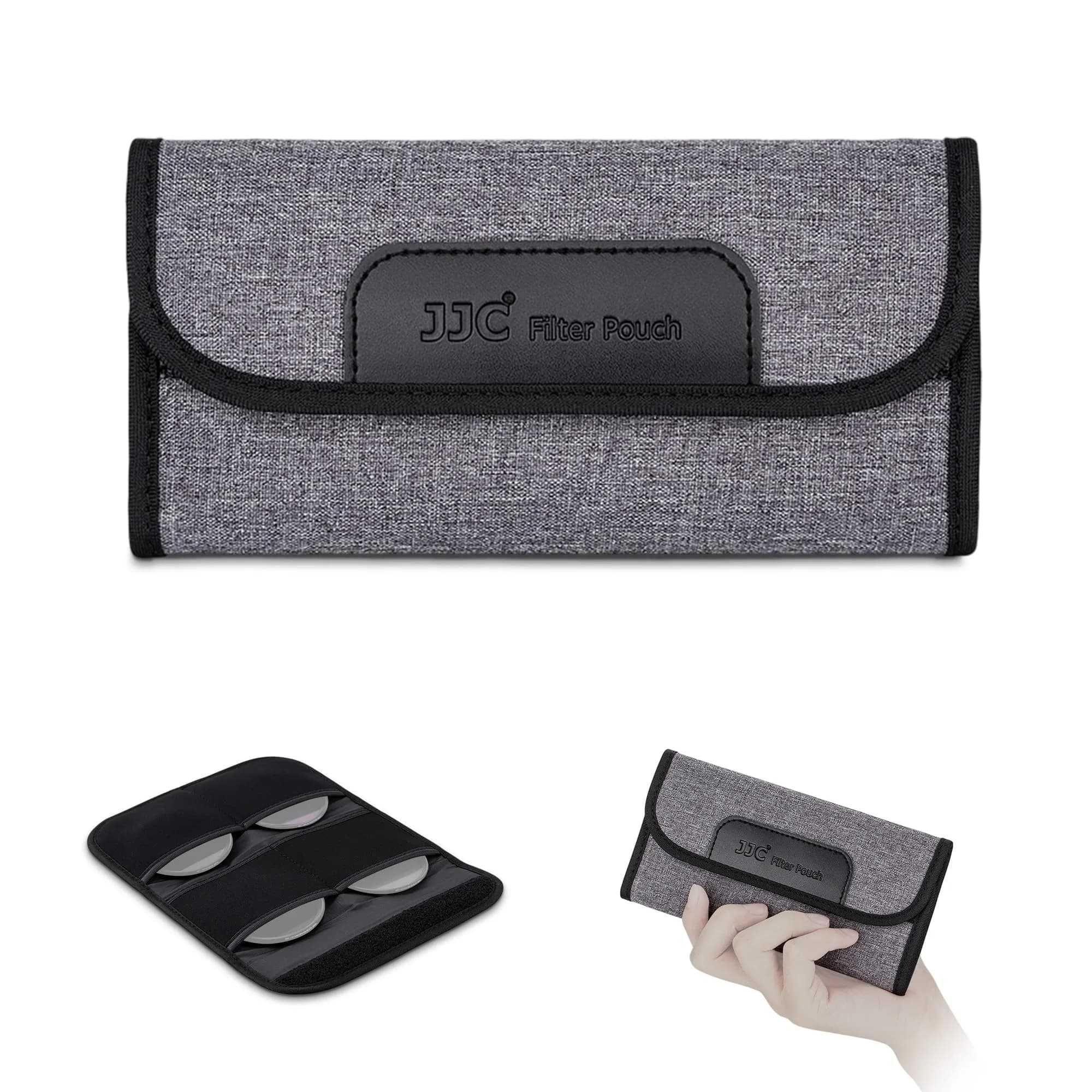 JJC 3-Pocket Lens Filter Pouch Case, Wallet for Circular Filters up to 82mm | Durable Polyester & Neoprene — For 4 x Filters up to 58mm