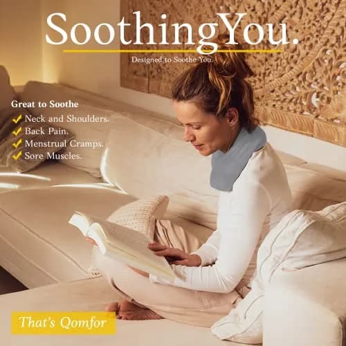 Qomfor Microwavable Heating Pad Gray | Lavender Scented Therapeutic Wrap for Neck & Shoulders thumbnail 5