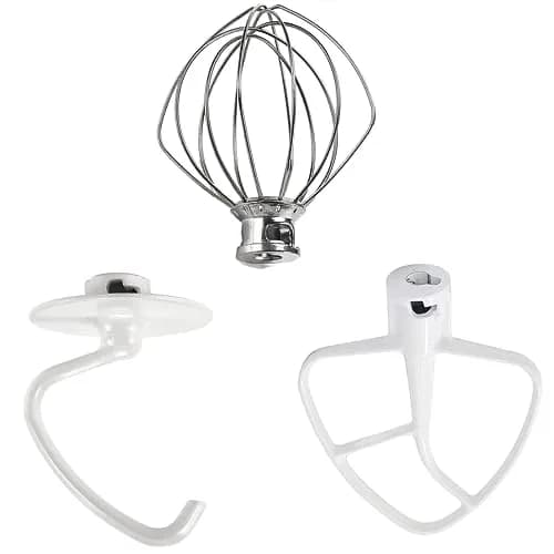 TOMOON 3-Piece KitchenAid Tilt-Head Stand Mixer Attachment Set | Stainless Steel Wire Whip, Dough Hook & Flat Beater for 4.5-5 Quart Mixers thumbnail 1