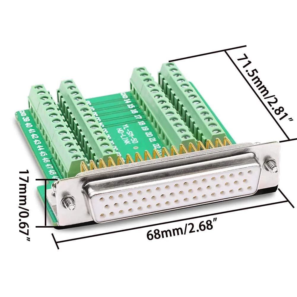 ANMBEST DB50 Female Solderless Serial Port Terminal Adapter with Gold-Plated Copper Solid Needle | 50-Pin Connector for Industrial Instrumentation - view 4