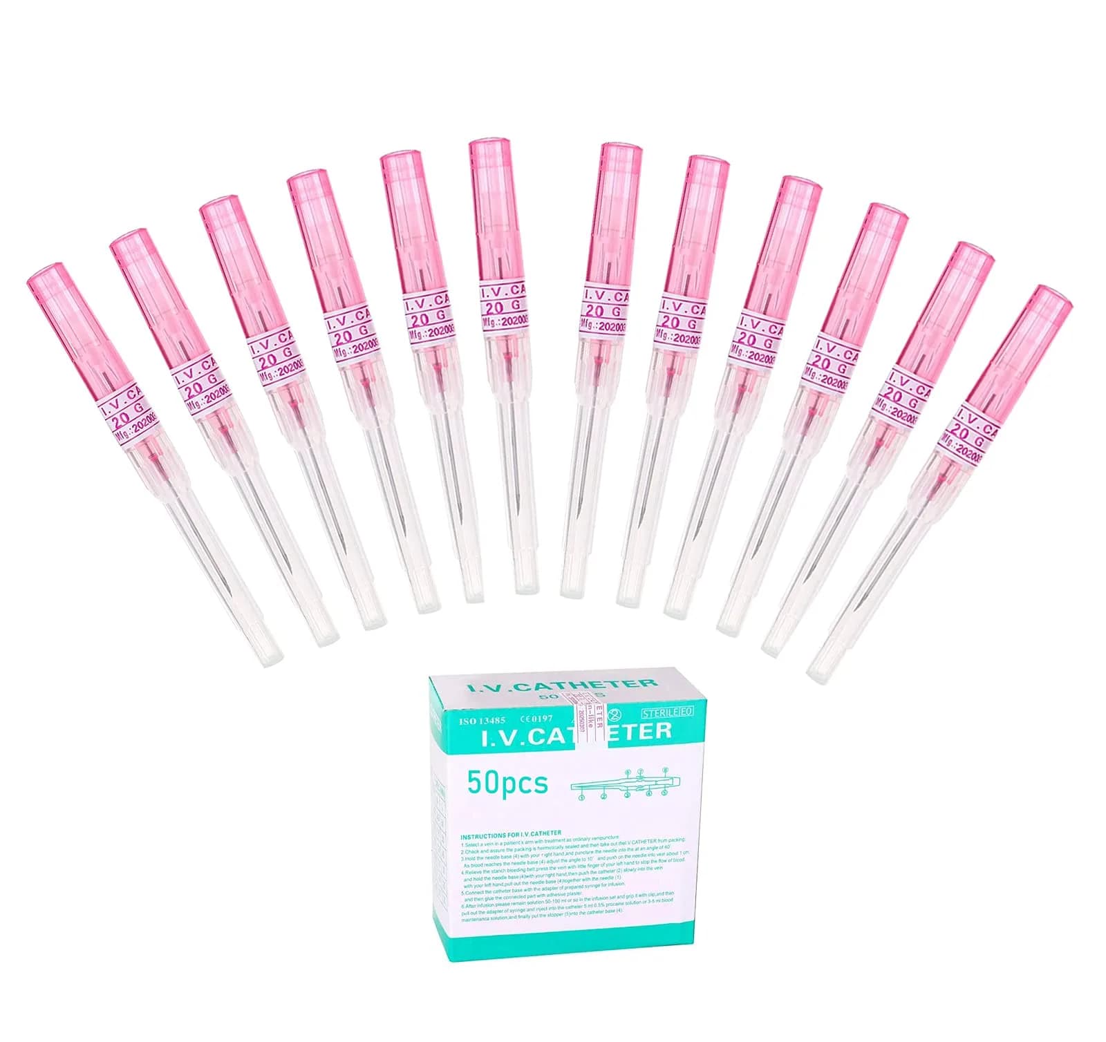 Xiboya textile Pack of 50 Catheter Piercing Needles Tattoo Piercings Tool 20G | Sterile, Medical Steel, Versatile