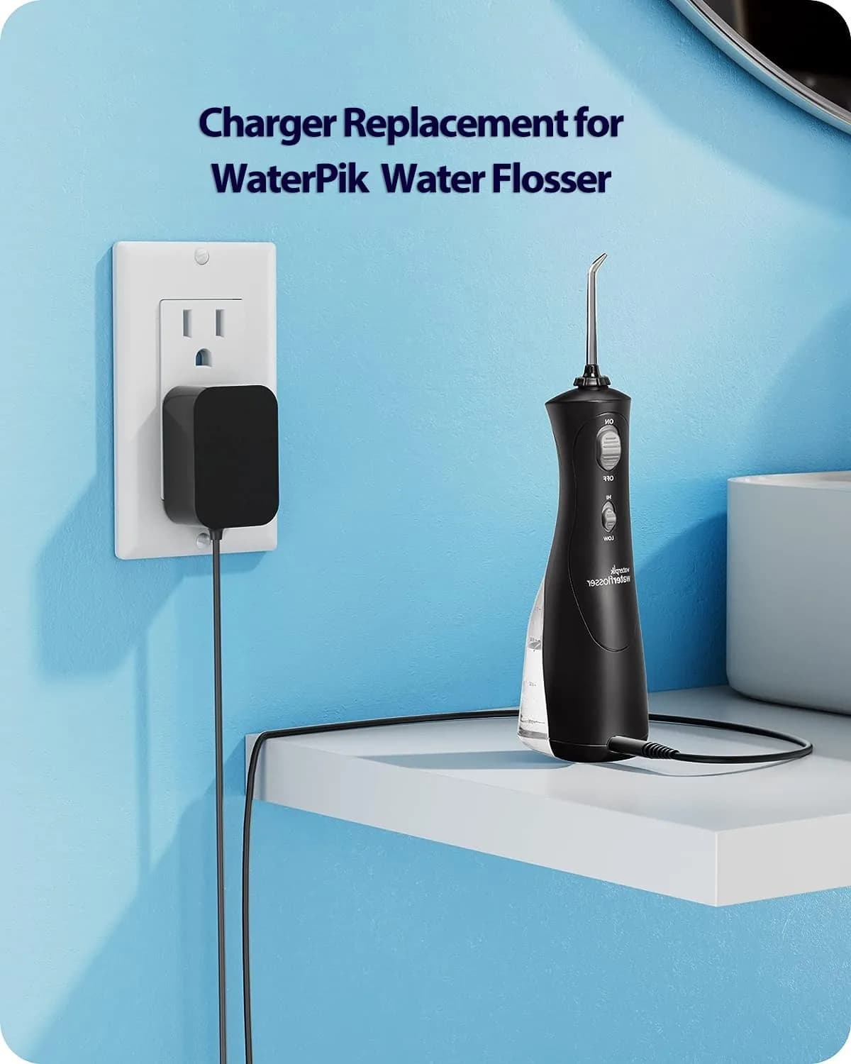 vhbw 3V Charger for Waterpik WP360 WP450 WP462 Cordless Water Flosser | 1.8M Cord, 100-240V Input - view 5