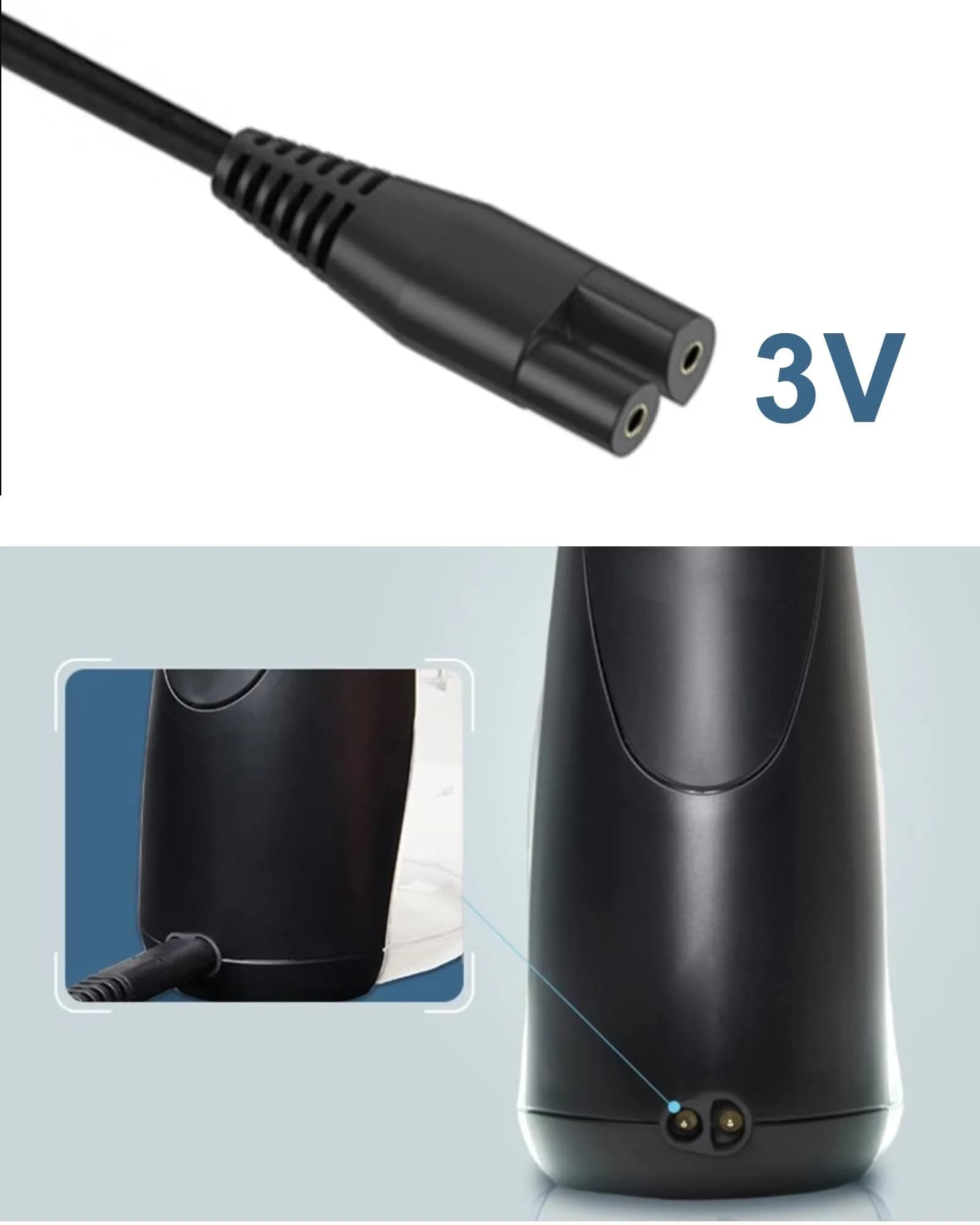 vhbw 3V Charger for Waterpik WP360 WP450 WP462 Cordless Water Flosser | 1.8M Cord, 100-240V Input - view 2