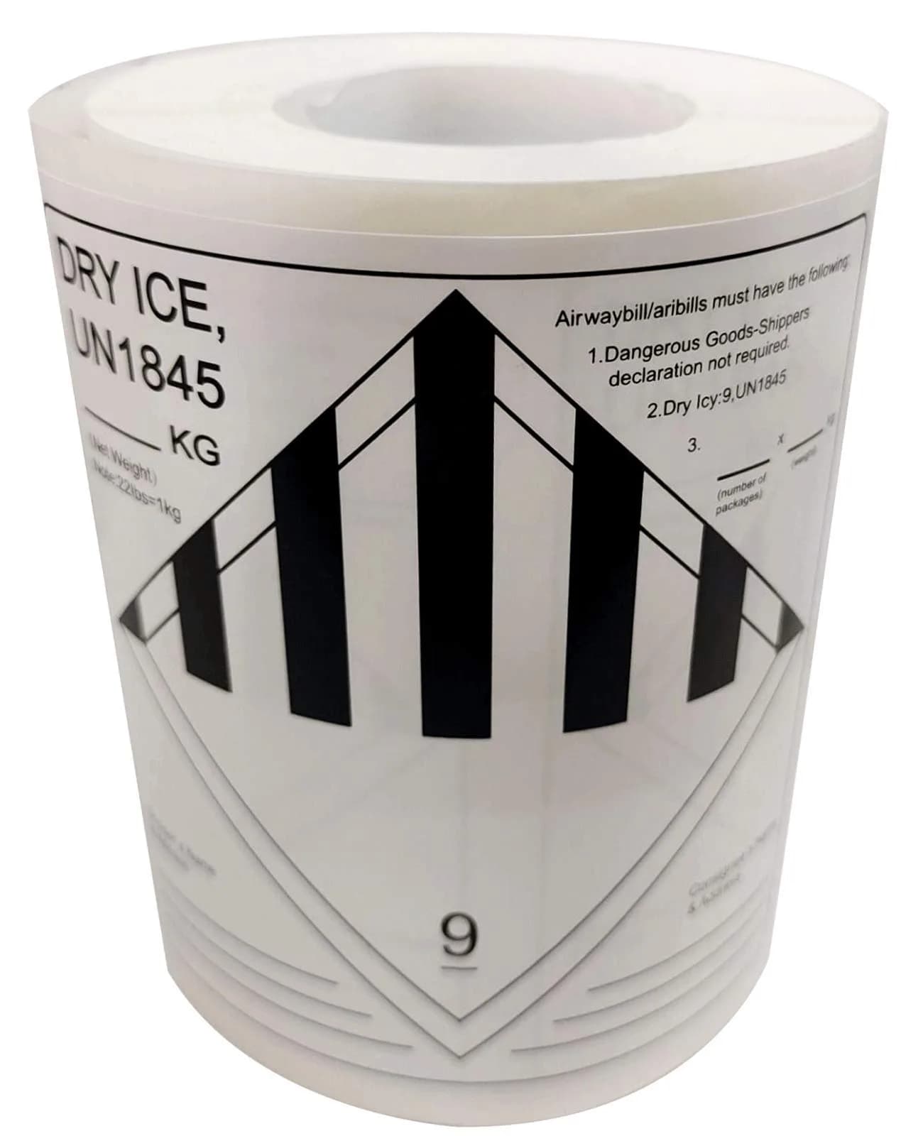 wootile Dry Ice Shipping Stickers 250 pcs UN1845 Hazard Class 9 Labels | Fade-Resistant, 4" Square Adhesive Labels — White