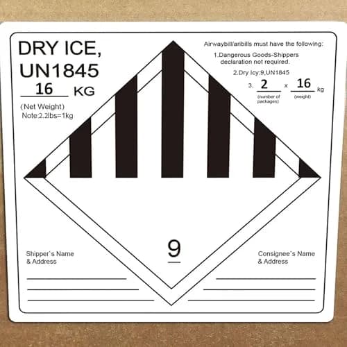 wootile Dry Ice Shipping Stickers 250 pcs UN1845 Hazard Class 9 Labels | Fade-Resistant, 4" Square Adhesive Labels thumbnail 6