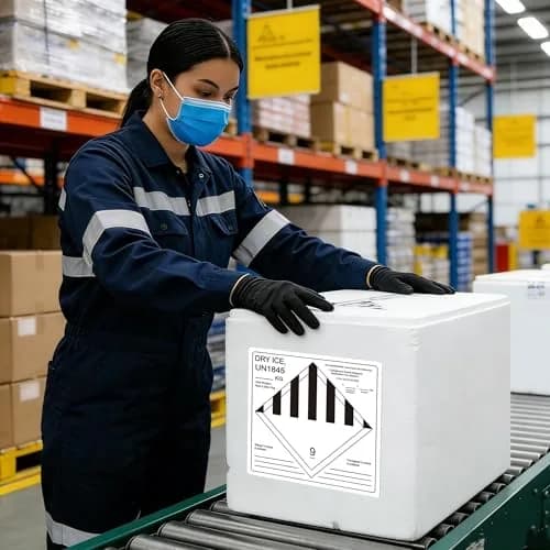 wootile Dry Ice Shipping Stickers 250 pcs UN1845 Hazard Class 9 Labels | Fade-Resistant, 4" Square Adhesive Labels thumbnail 3