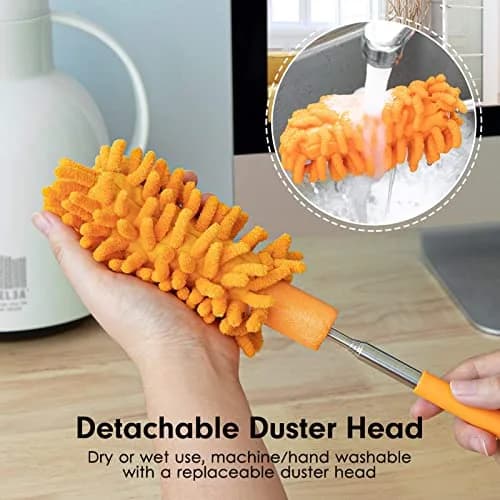 TUKUOS Feather Duster with Telescopic Pole | Washable Microfiber Heads for Dusting in India thumbnail 2