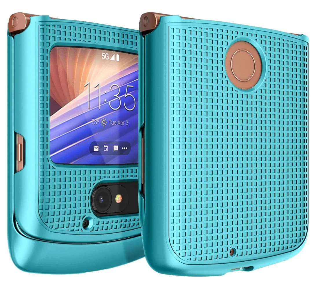 Nakedcellphone Grid Series Flip Phone Case for Motorola RAZR 5G (2020) - Teal Mint - main product image