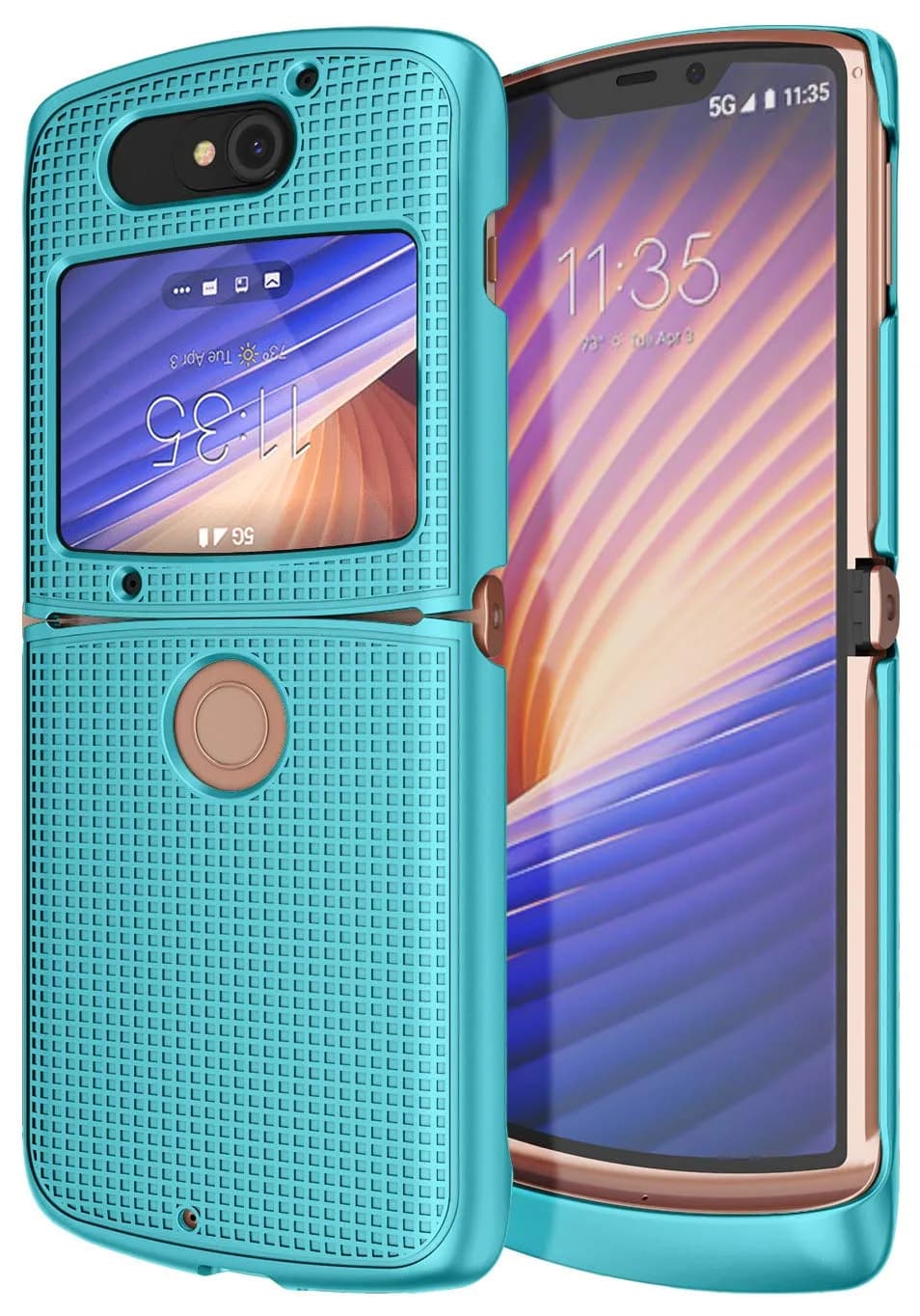 Nakedcellphone Grid Series Flip Phone Case for Motorola RAZR 5G (2020) - Teal Mint - view 6