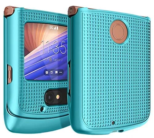 Nakedcellphone Grid Series Flip Phone Case for Motorola RAZR 5G (2020) - Teal Mint thumbnail 1