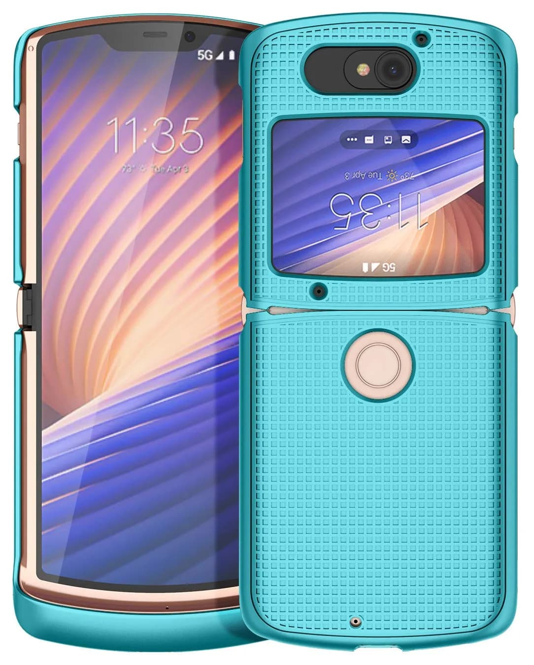 Nakedcellphone Grid Series Flip Phone Case for Motorola RAZR 5G (2020) - Teal Mint - view 2
