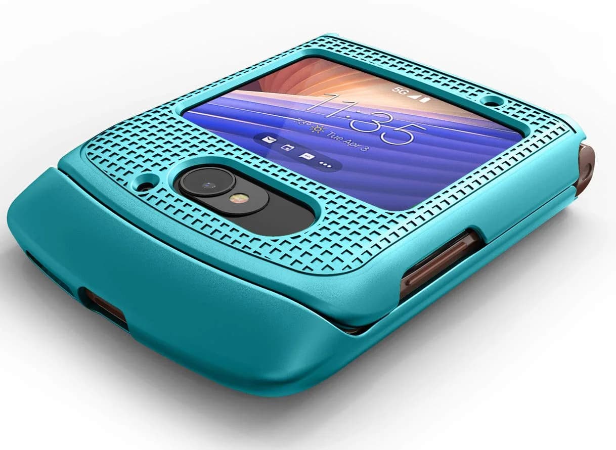 Nakedcellphone Grid Series Flip Phone Case for Motorola RAZR 5G (2020) - Teal Mint - view 3