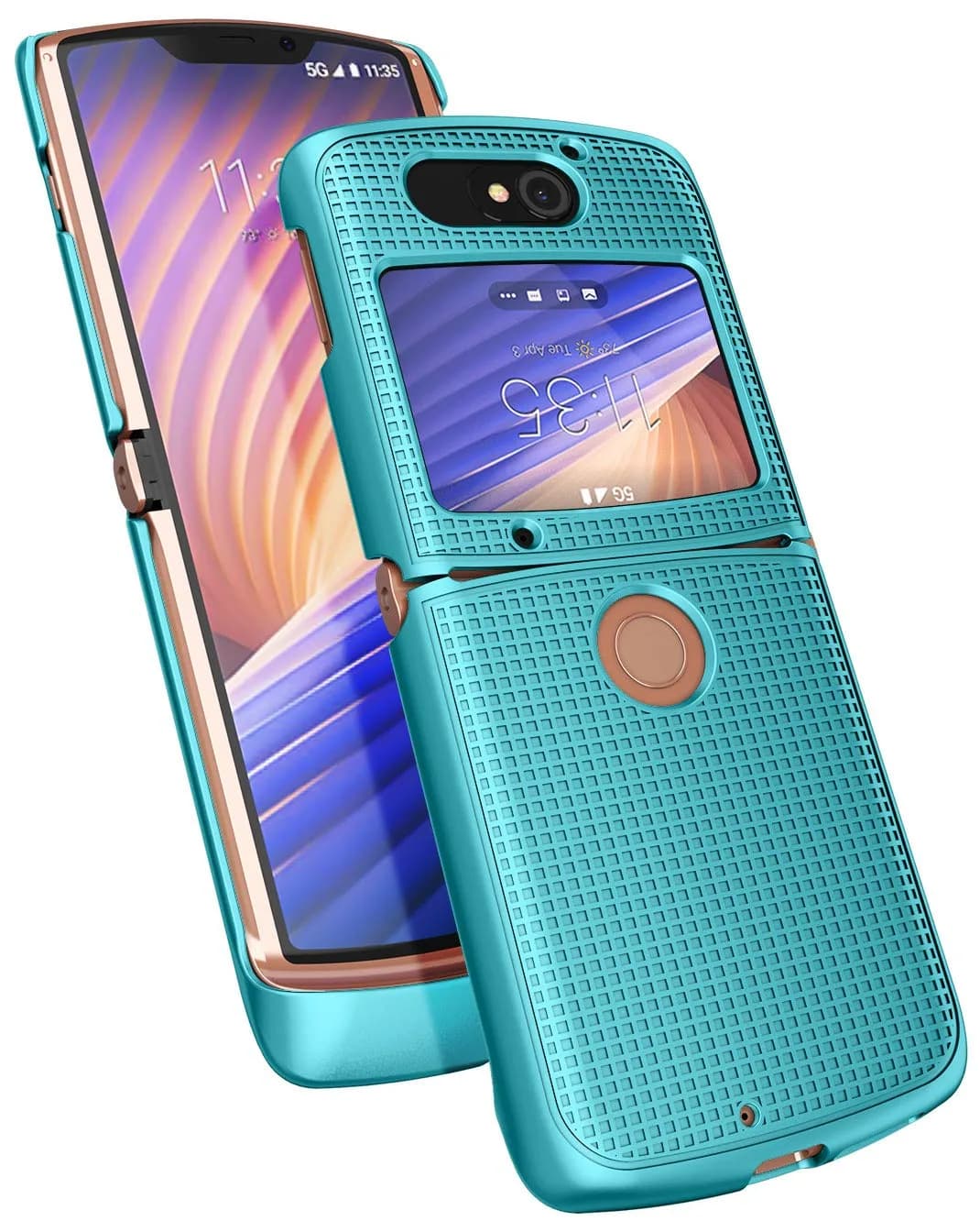 Nakedcellphone Grid Series Flip Phone Case for Motorola RAZR 5G (2020) - Teal Mint - view 4