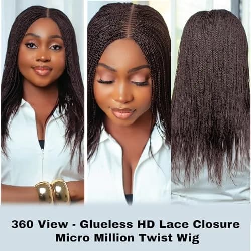 Wow Braids Twisted Wigs 12 Inch Micro Twist Synthetic Wig for Black Women thumbnail 5