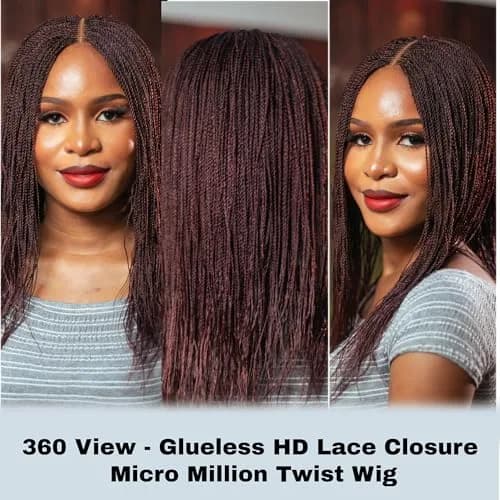 Wow Braids Micro Twist Wigs, 12 Inch Synthetic Braided Wig for Black Women | Natural Look & Easy Style thumbnail 5