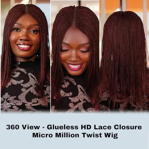 Wow Braids Twisted Wigs, Micro Million Twist Wig - Color 35 - 12 Inches | Realistic Synthetic Braids for Black Women thumbnail 5