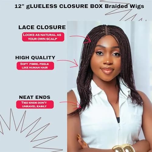 Wow Braids Micro Box Braid Wig 12 Inch Color 33 | Natural Realistic Look (70-120 chars) thumbnail 2