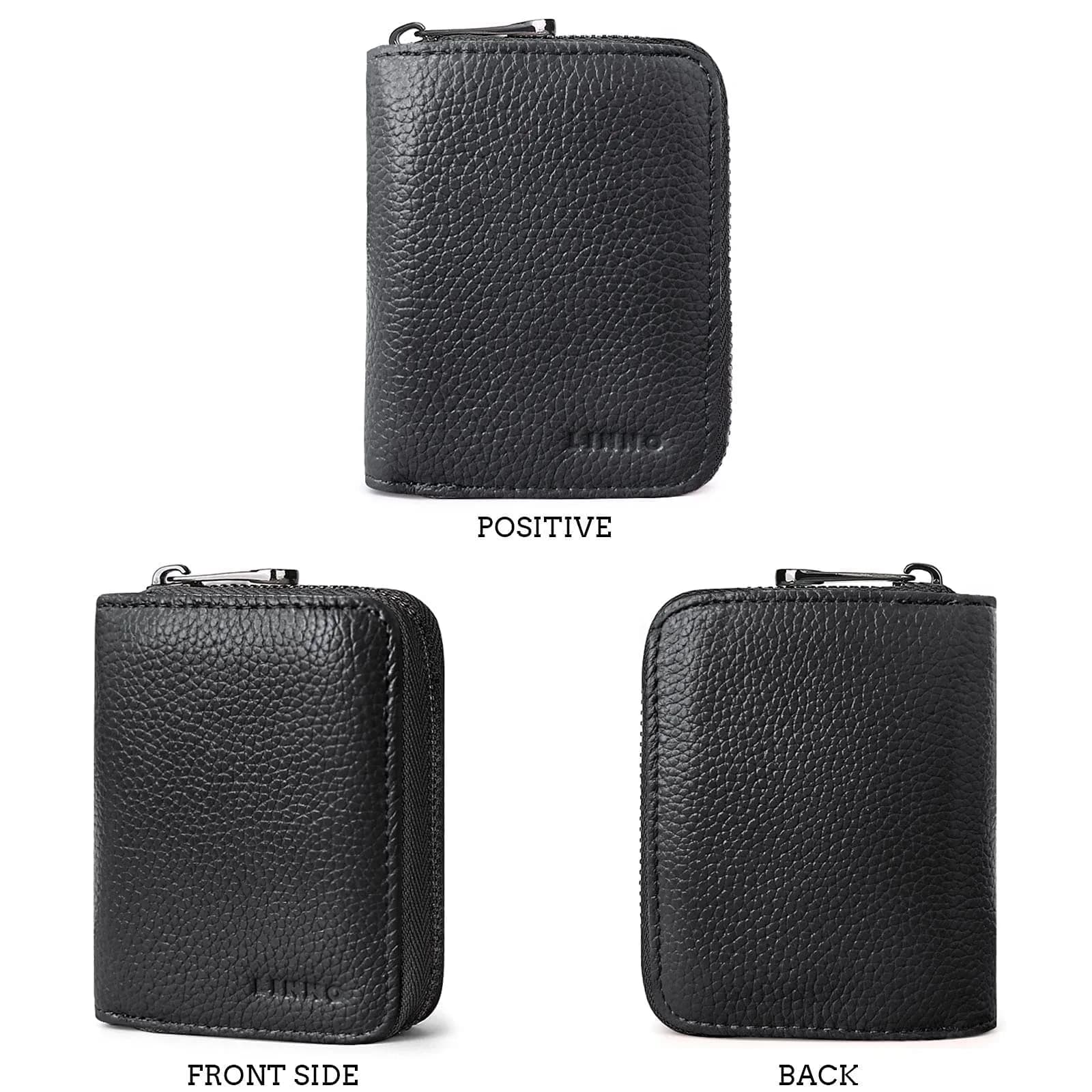 Linno RFID Genuine Leather Credit Card Holder Small Wallet with Zipper | 20 Slots - view 5