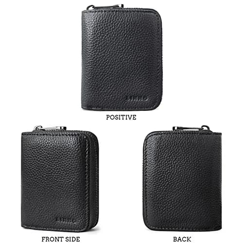 Linno RFID Genuine Leather Credit Card Holder Small Wallet with Zipper | 20 Slots thumbnail 5