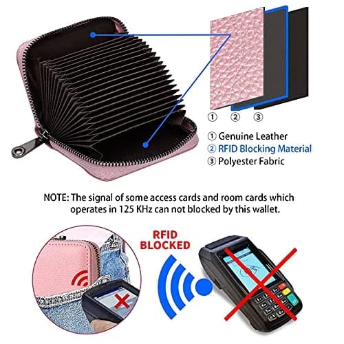 Linno RFID Genuine Leather Credit Card Holder Small Wallet with Zipper | 20 Slots - view 3