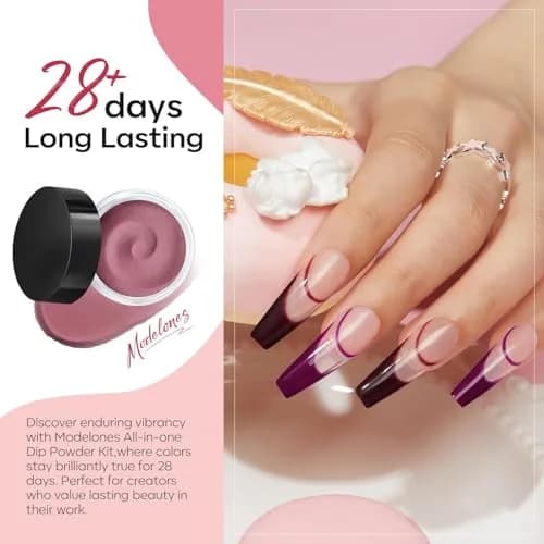 modelones Dip Powder Nail Starter Kit 40 Pcs 20 Colors | Natural Finish, No Lamp Needed, Easy DIY thumbnail 5