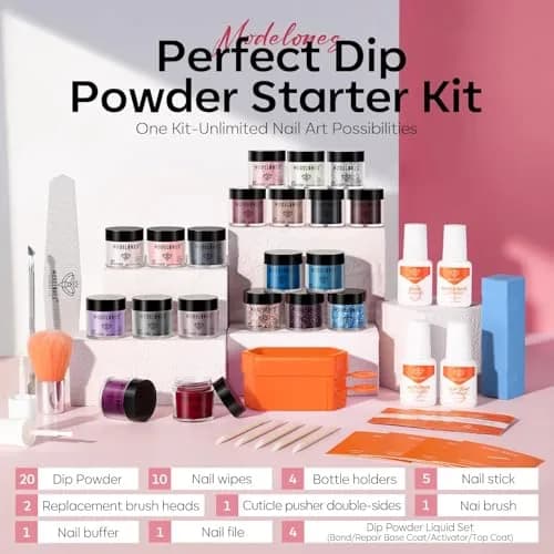 modelones Dip Powder Nail Starter Kit 40 Pcs 20 Colors | Natural Finish, No Lamp Needed, Easy DIY thumbnail 2