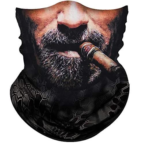 Obacle Skull Face Mask Half - Beard Men With Cigar Design for Dust, Wind, UV Protection - main product image