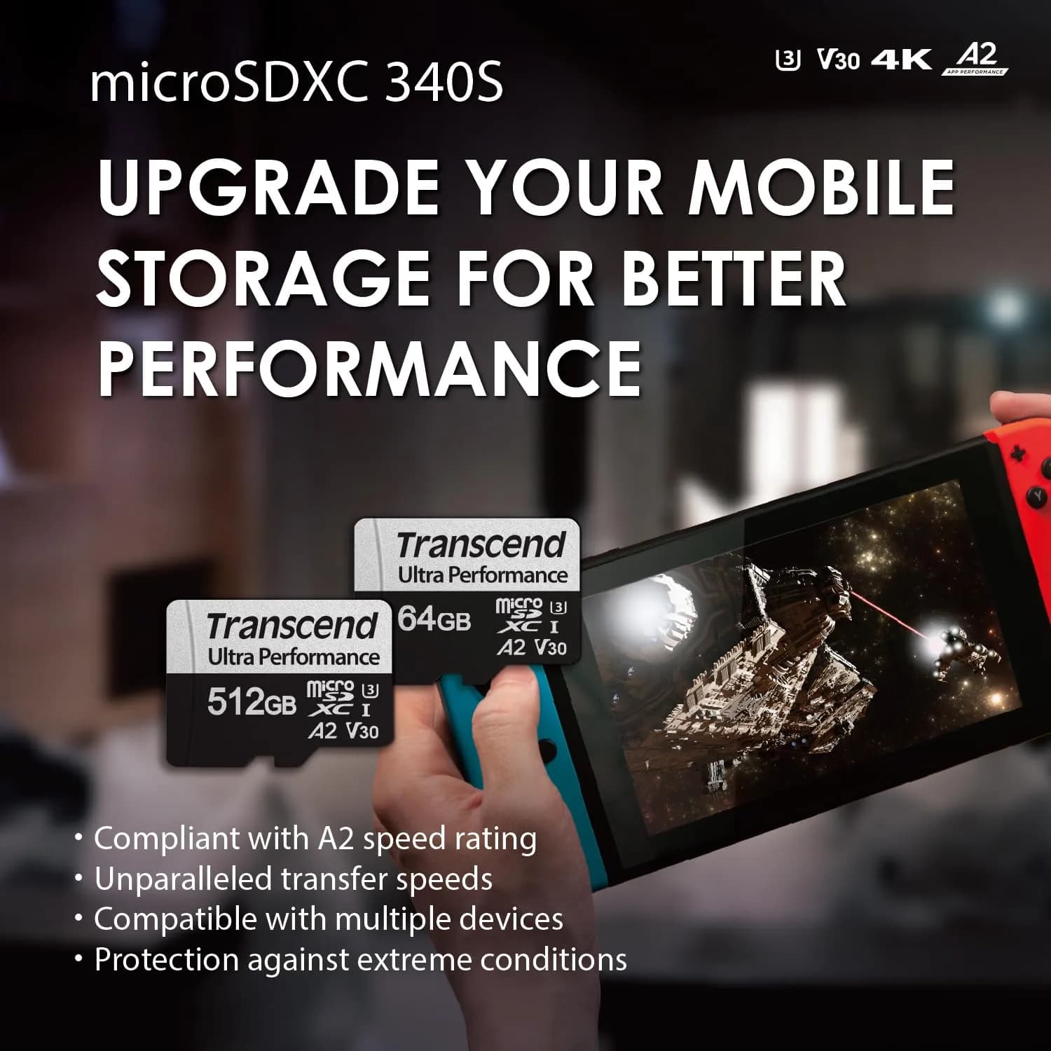 Transcend 256GB microSDXC UHS-I U3 Memory Card - 160MB/s Read Speed - view 2