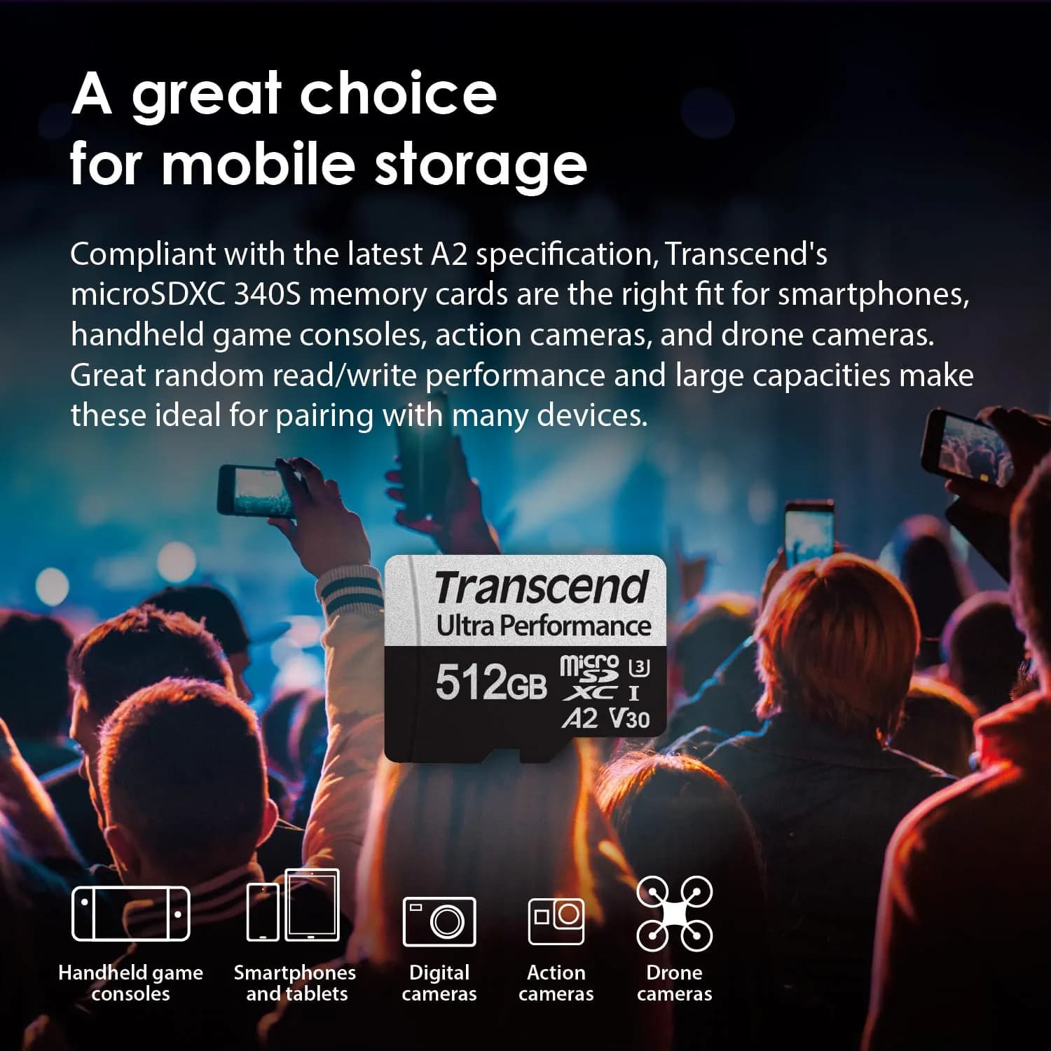 Transcend 128GB microSDXC UHS-I U3 A2 V30 Memory Card with Adapter - 160MB/s - view 3