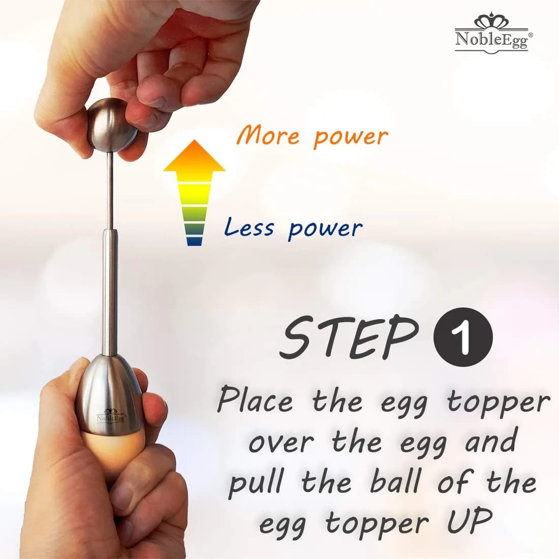 NobleEgg Egg Topper Opener Cracker with 2 Spoons | Stainless Steel Soft-Boiled Egg Cutter - view 2