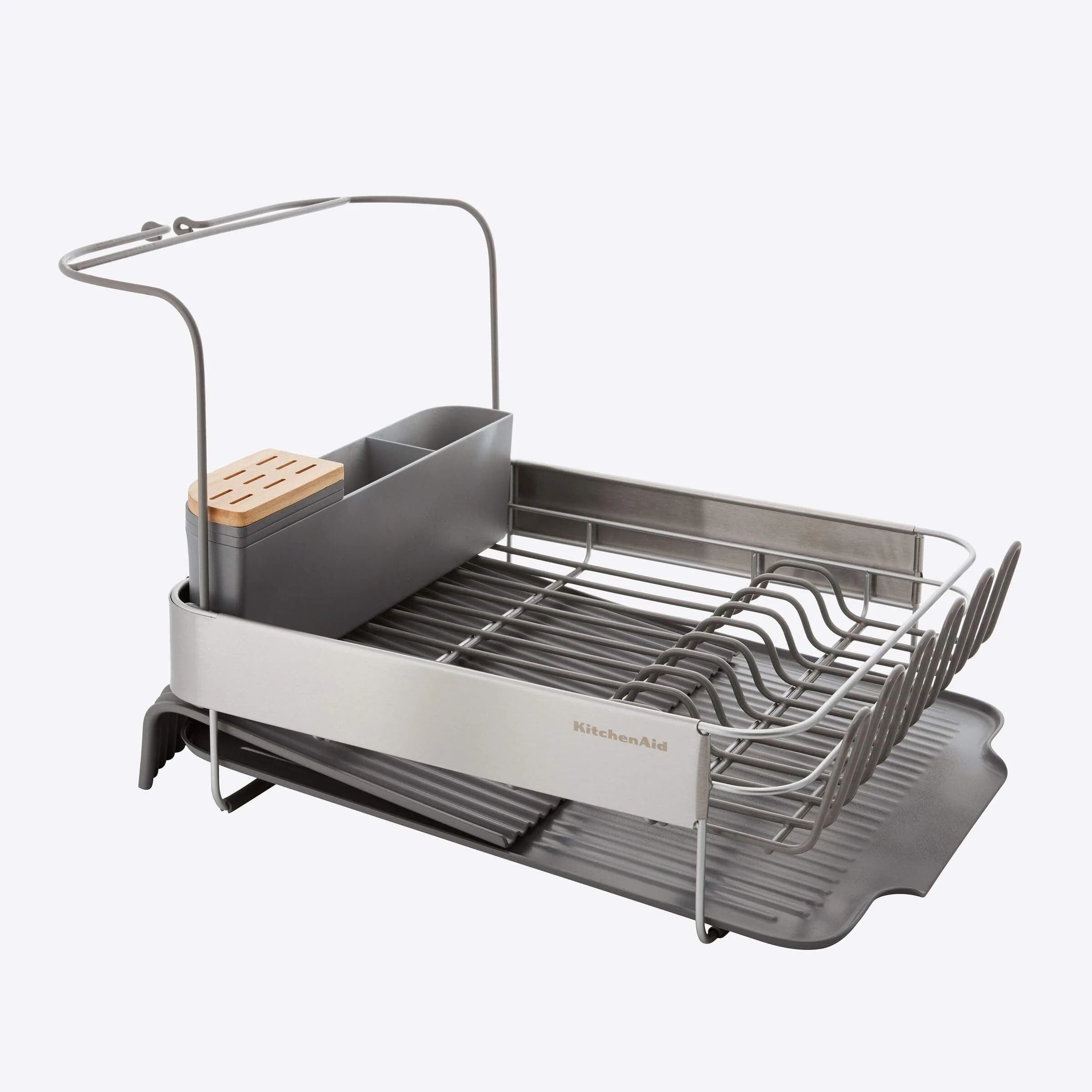 KitchenAid Charcoal Compact to Full Size Expandable Dish Rack with Removable Caddy thumbnail 2