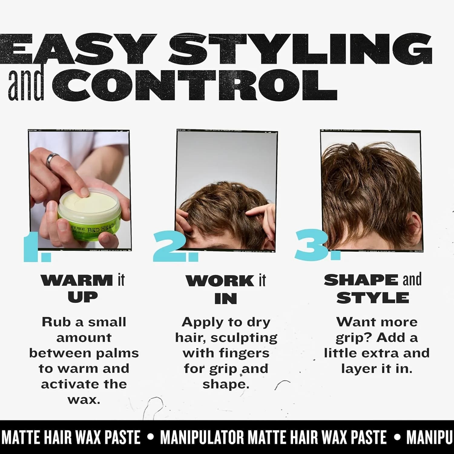 TIGI Bed Head Manipulator Matte Hair Wax Paste 57g (2.01 oz) | Strong Hold Matte Finish - view 4