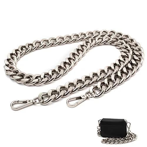 Yichain 42'' (106.7 cm) Metal Cross-Body Chain Strap Replacement for Mini Wallets, Waist Packs, Chest Bags (Silver, Small) thumbnail 1